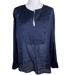 J. Crew Navy Linen Oversized Pullover, Size L